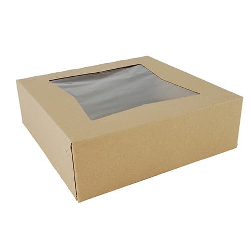 Southern Champion 8" x 8" x 2 1/2" Kraft Auto-Popup Window Bakery Box