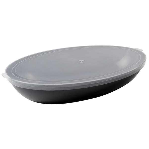 Fineline 452.L Platter Pleasers 10 1/2" x 6 3/5" Clear Polypropylene Flat Oval Bowl Lid