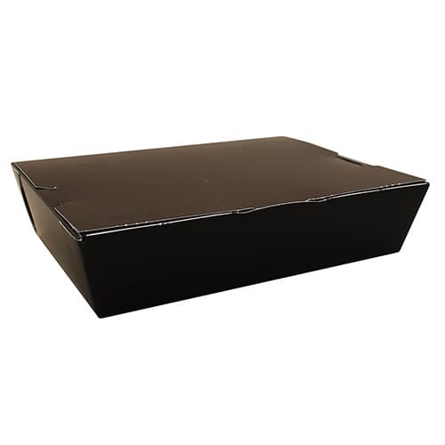 Southern Champion 7 3/4" x 5 1/2" x 1 7/8" Black Microwavable Folded Paper #2 Take-Out Container