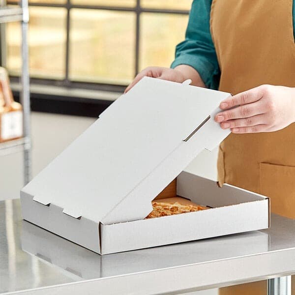 12" x 12" x 2" White Corrugated Plain Pizza Box