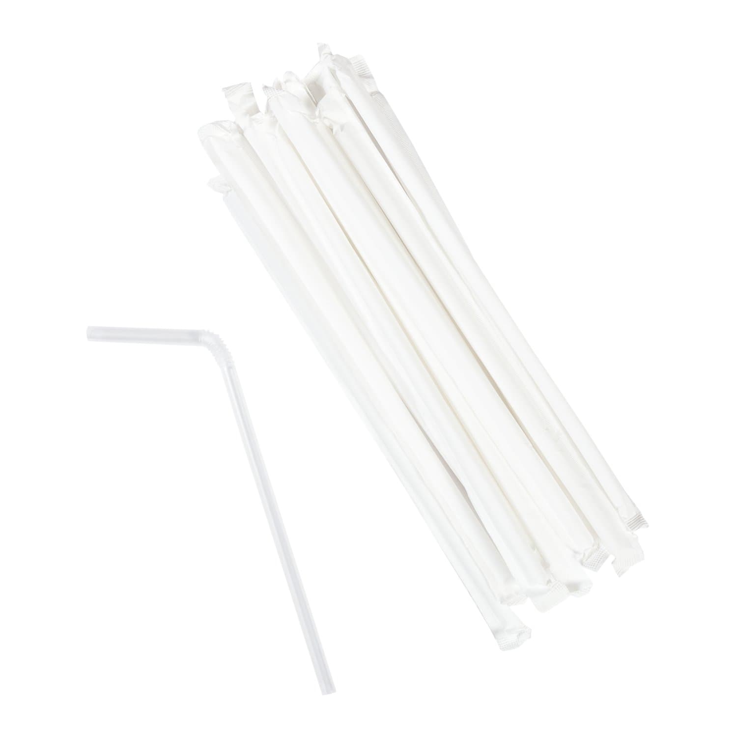 AmerCare Royal 7.75", Jumbo Flex Paper Clear Wrapped Plastic Straw