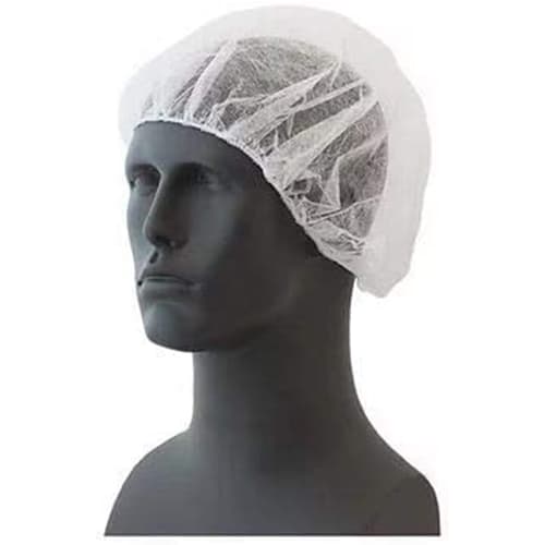 Emerald 24" White Disposable Polypropylene Bouffant Cap Hair Net