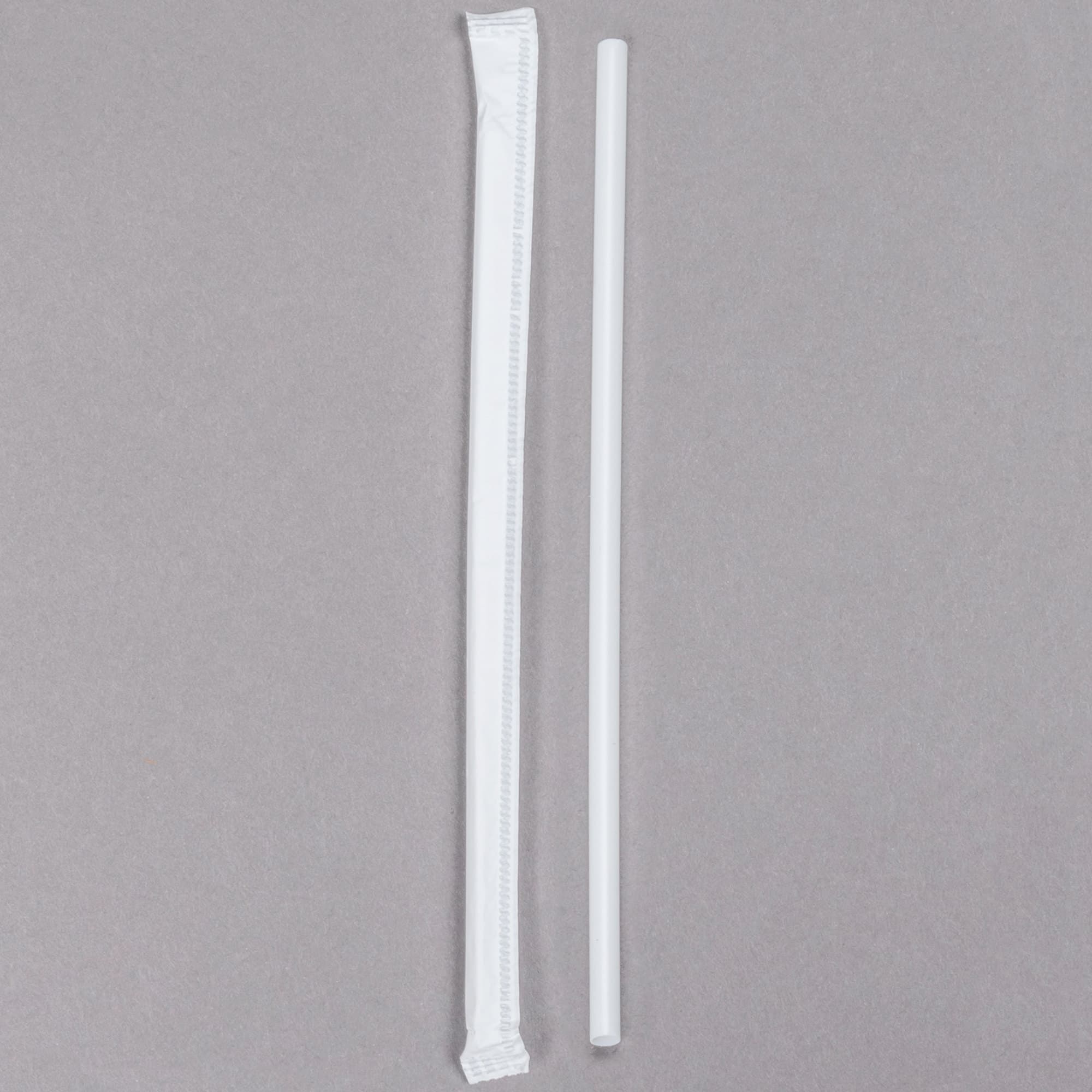 AmerCare Royal 5.75" Slim White Paper Wrapped Plastic Milk Straw