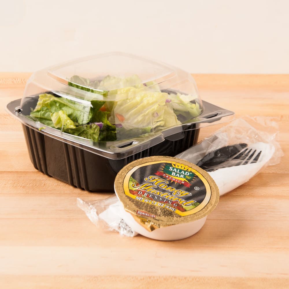 Polar Pak 29567 5" x 5" PET Black and Clear Hinged Take-out Container