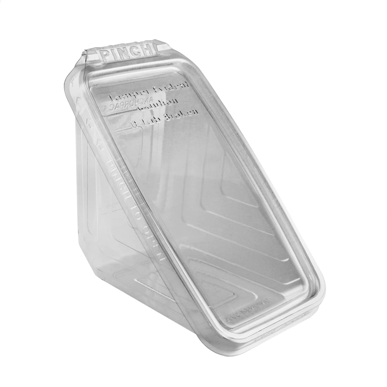 Safe Pinch® Tamper-Evident Sandwich Wedge 7″ X 4″ Clear Hinged Container