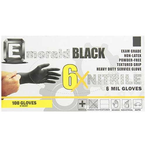 Emerald 6X XX-Large Black Latex Free Powder Free Nitrile Exam Gloves – 6 Mil