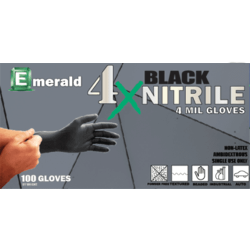 Emerald 4X Black General-Purpose Powder-Free Small Nitrile Glove