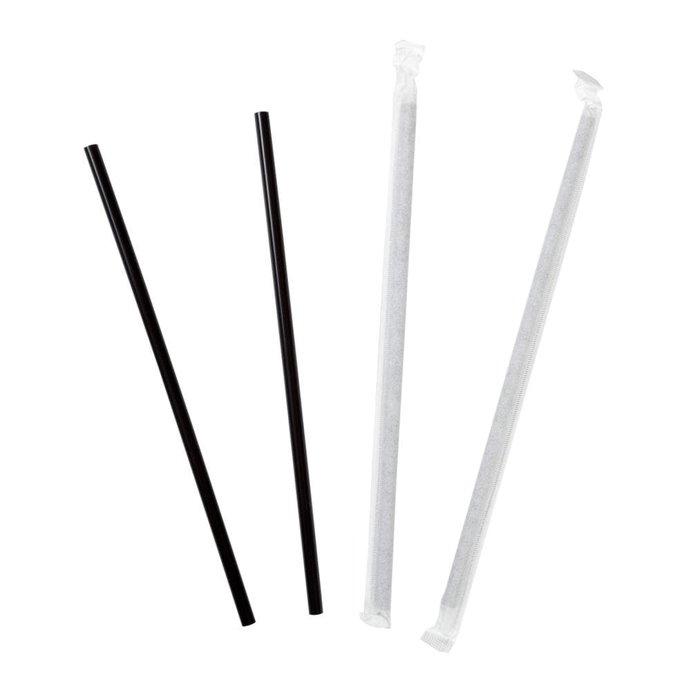 AmerCare Royal 7 3/4" Jumbo Black Wrapped Straw