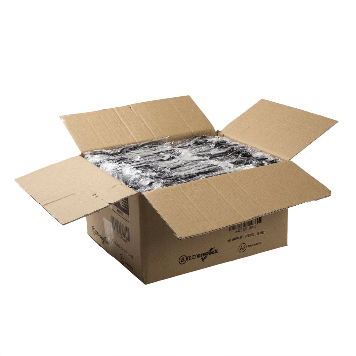 AmerCare Individually Wrapped Black Heavy Weight Plastic Fork - Image 4