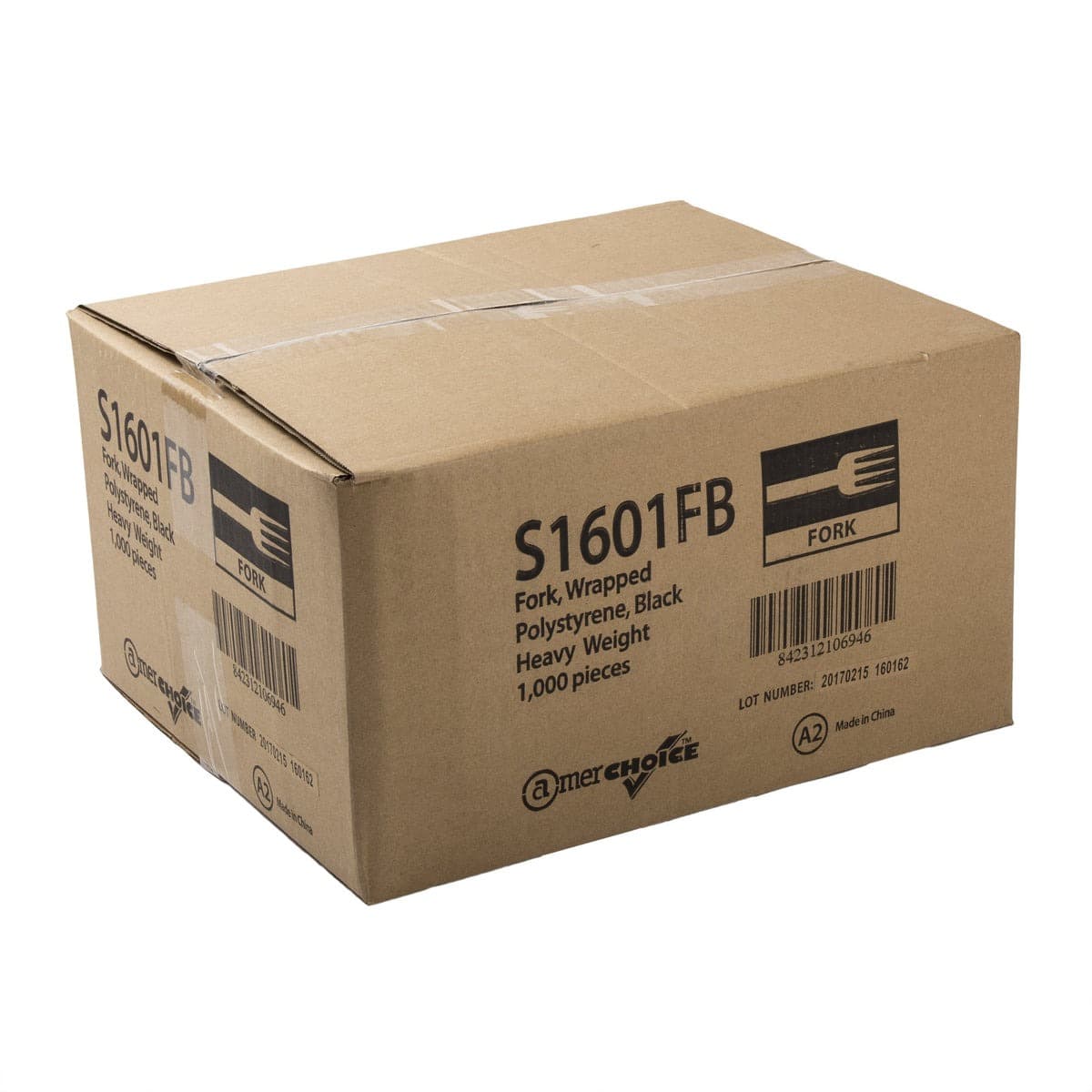 AmerCare Individually Wrapped Black Heavy Weight Plastic Fork - Image 5