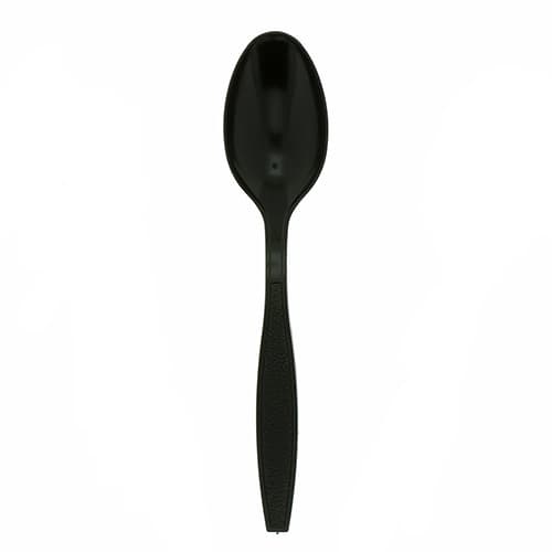 AmerCare Black Heavy Weight Plastic Teaspoon - Image 2