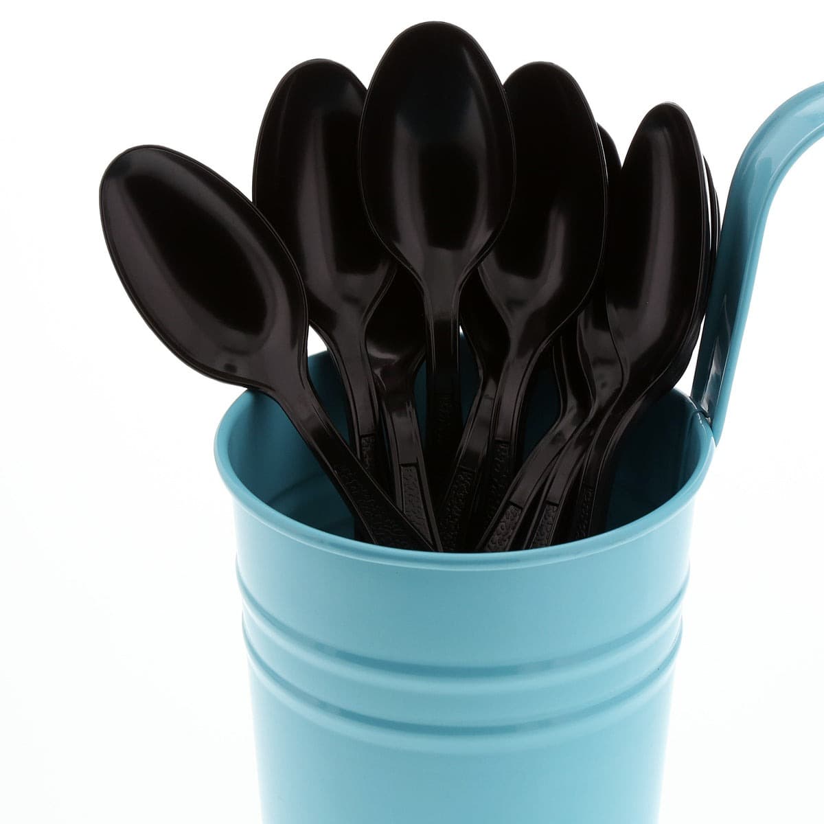 AmerCare Black Heavy Weight Plastic Teaspoon - Image 3