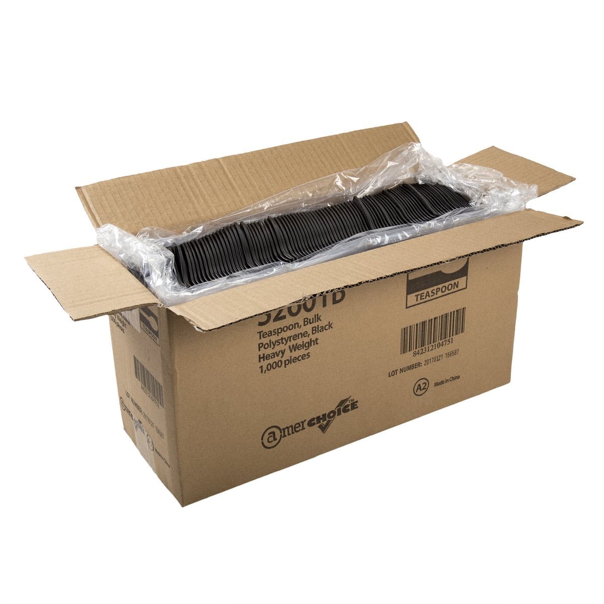 AmerCare Black Heavy Weight Plastic Teaspoon - Image 4