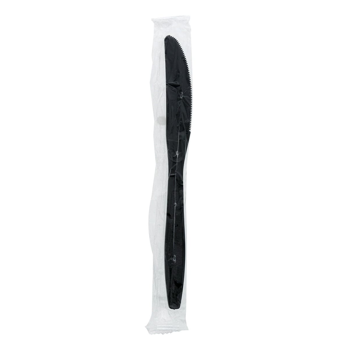 AmerCare Individually Wrapped Black Heavy Weight Plastic Knife - Image 2
