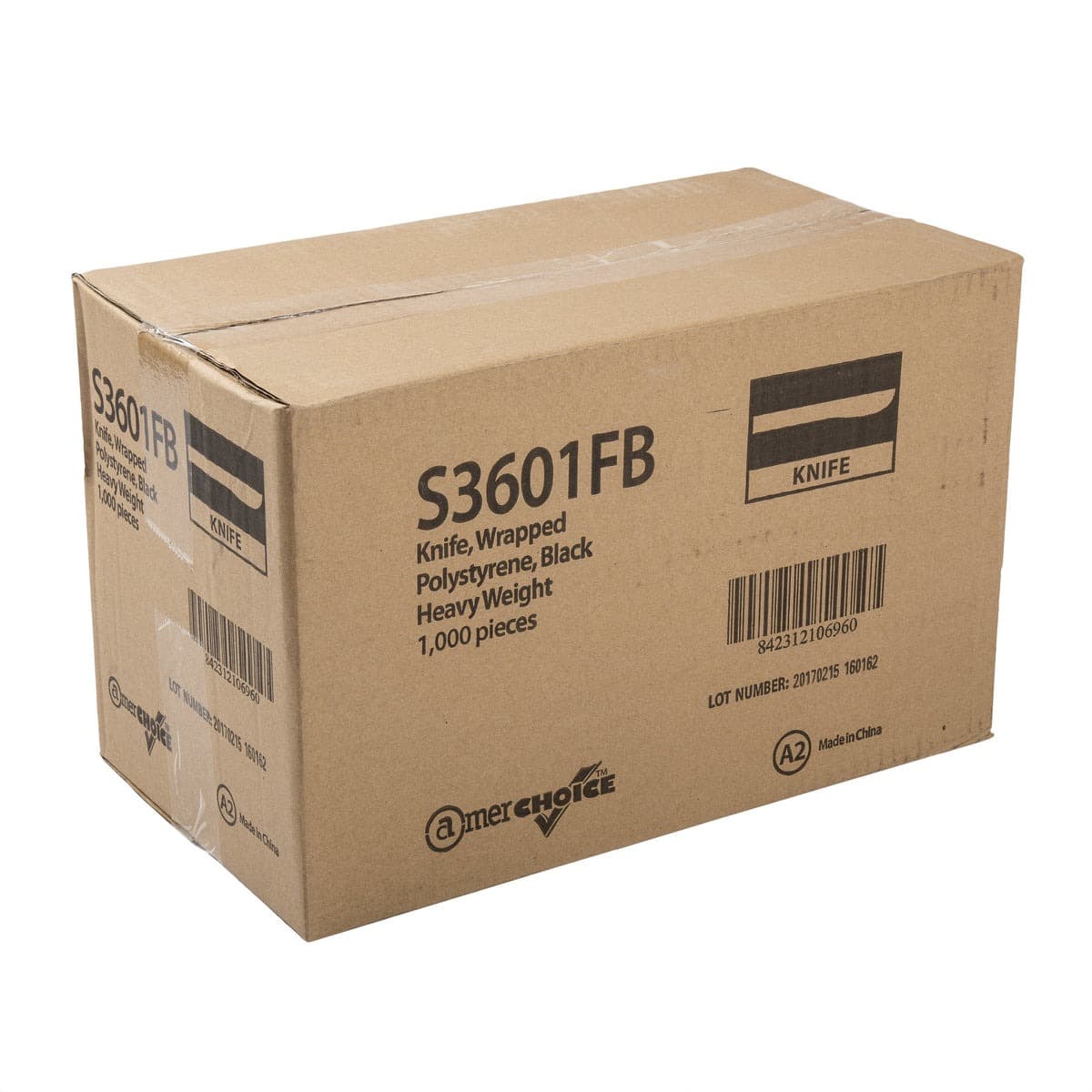 AmerCare Individually Wrapped Black Heavy Weight Plastic Knife - Image 4