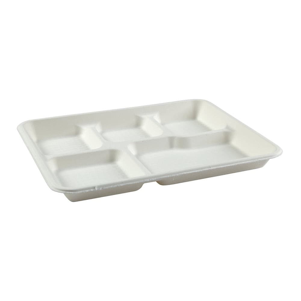 AmerCare Royal 5 Compartment White Value Lunch Trays, 4/125 - Image 4