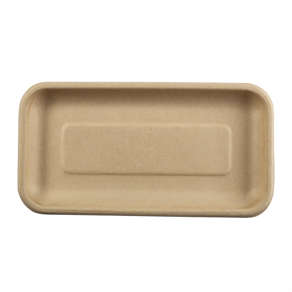 AmerCare 8.3" x 4.5" Molded Fiber / Pulp Rectangle Tray - Image 3