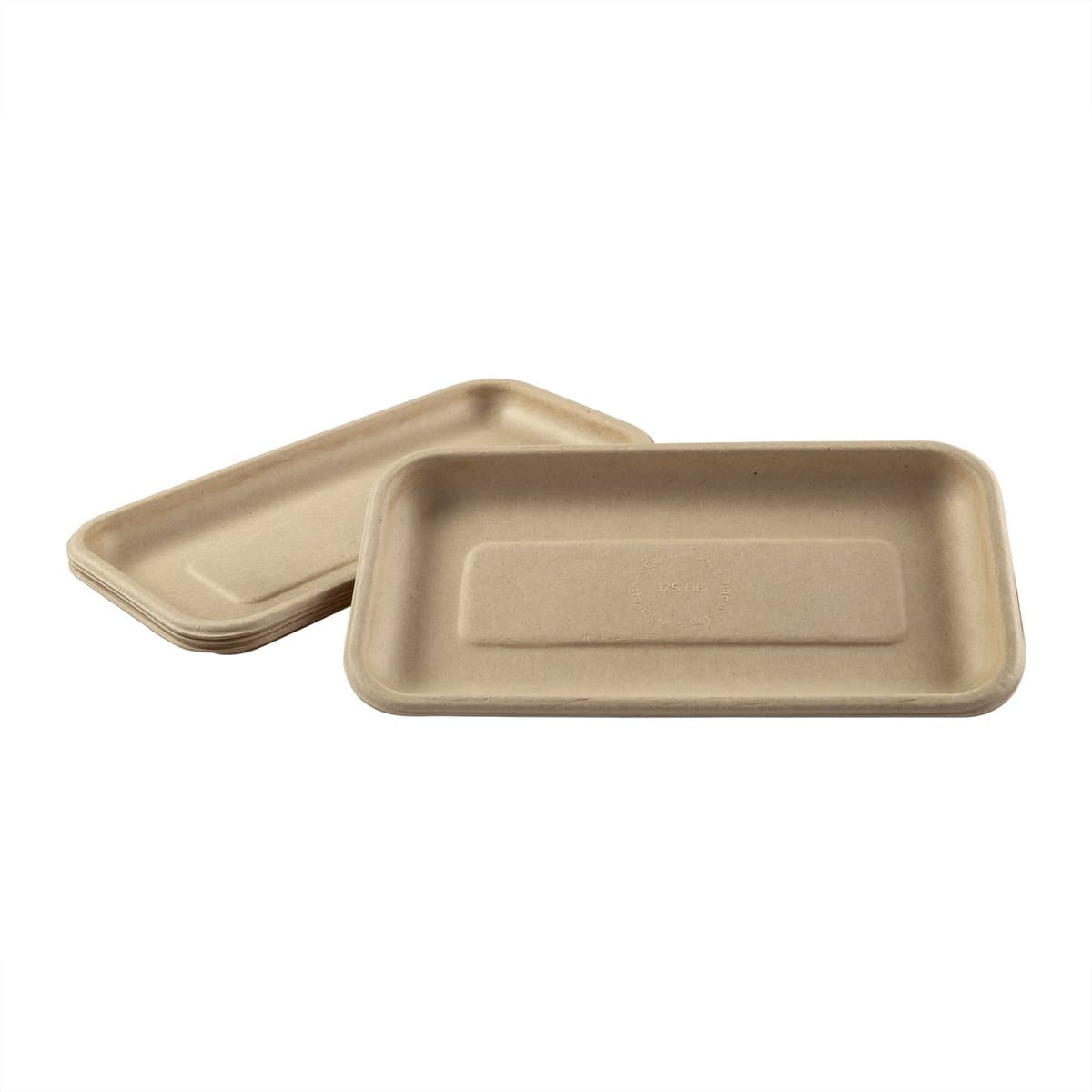 AmerCare 8.3" x 4.5" Molded Fiber / Pulp Rectangle Tray - Image 4