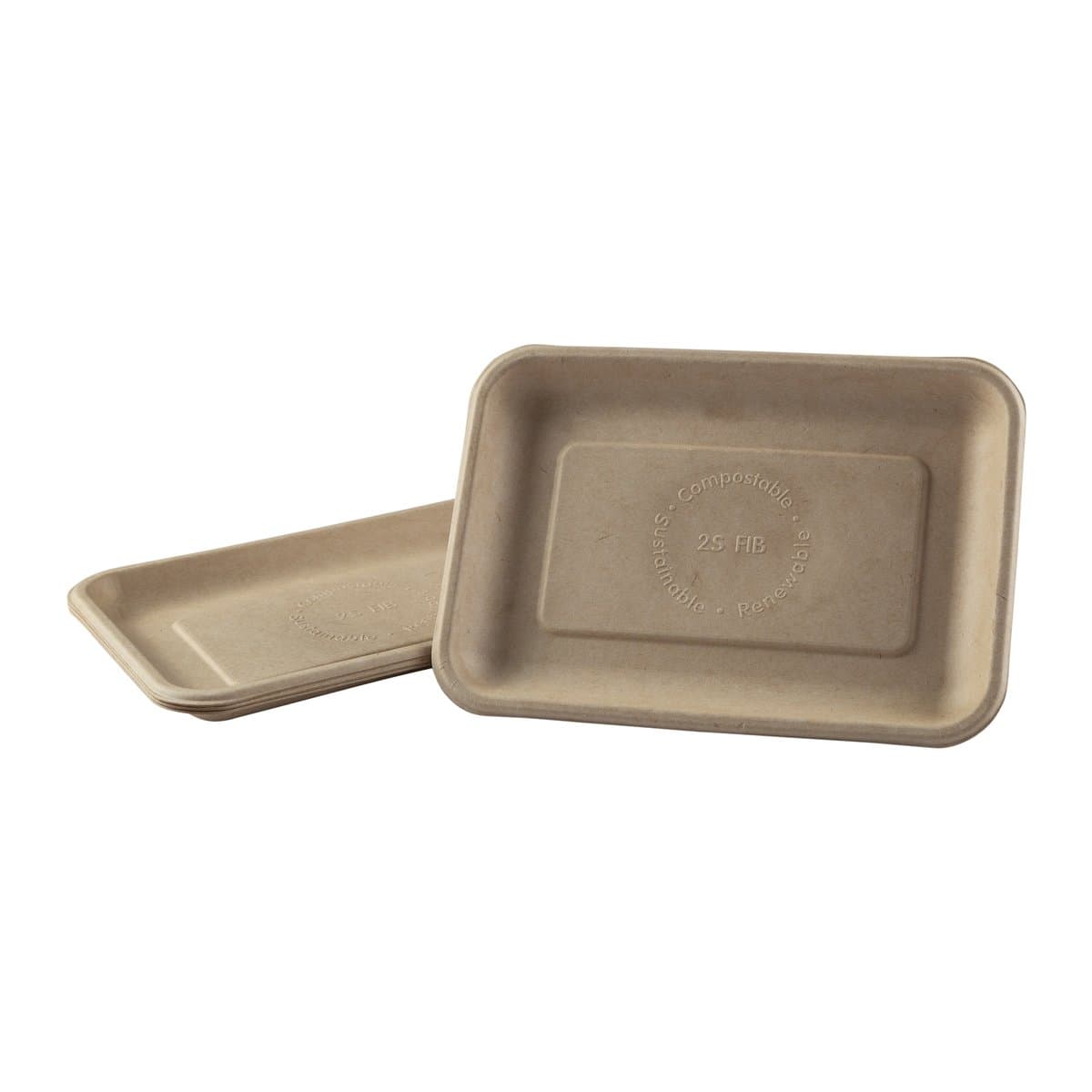 AmerCare 8" x 5.75" Molded Fiber / Pulp Rectangle Tray - Image 4