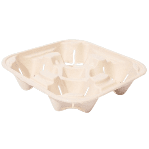 Better Earth® Bagasse 4-Cup Drink Carrier Tray/Holder for Cold or Hot Drinks, Compostable - Image 2