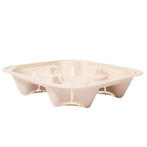 Better Earth® Bagasse 4-Cup Drink Carrier Tray/Holder for Cold or Hot Drinks, Compostable - Image 3