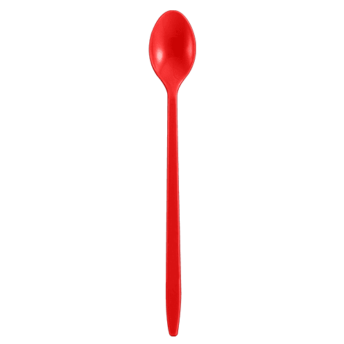 Berk Paper 1016002 7.75" Red Plastic Soda / Milkshake Spoon - Image 2