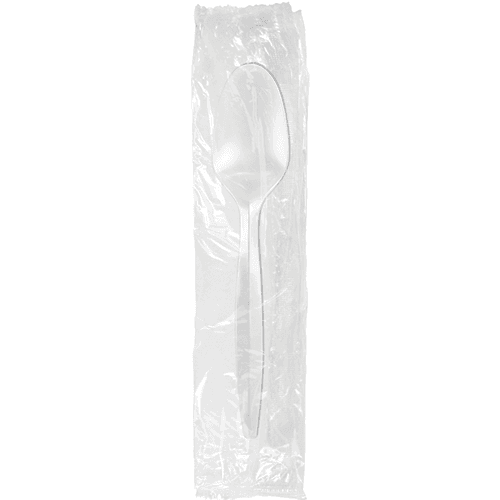 Berkley Square Individually Wrapped Medium Weight White Plastic Teaspoon - Image 2