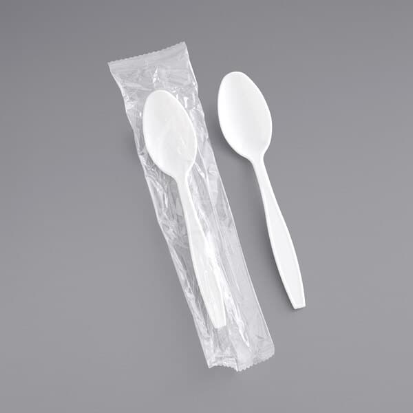 Berk Individually Wrapped White Heavy Weight Plastic Teaspoon - Image 4