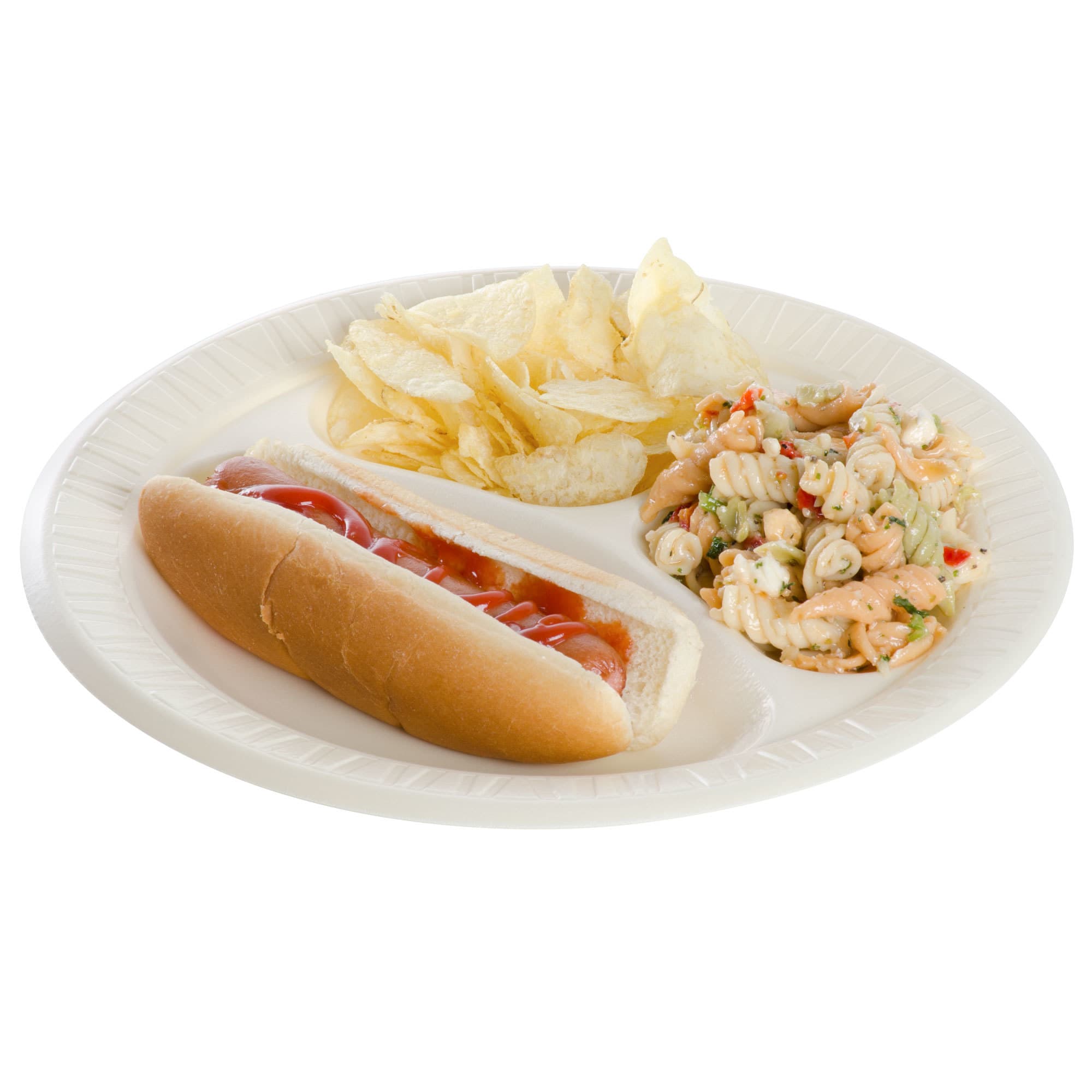 Dart 9CPHQR Quiet Classic 9" 3 Compartment Honey Laminated Round Foam Plate - Image 6