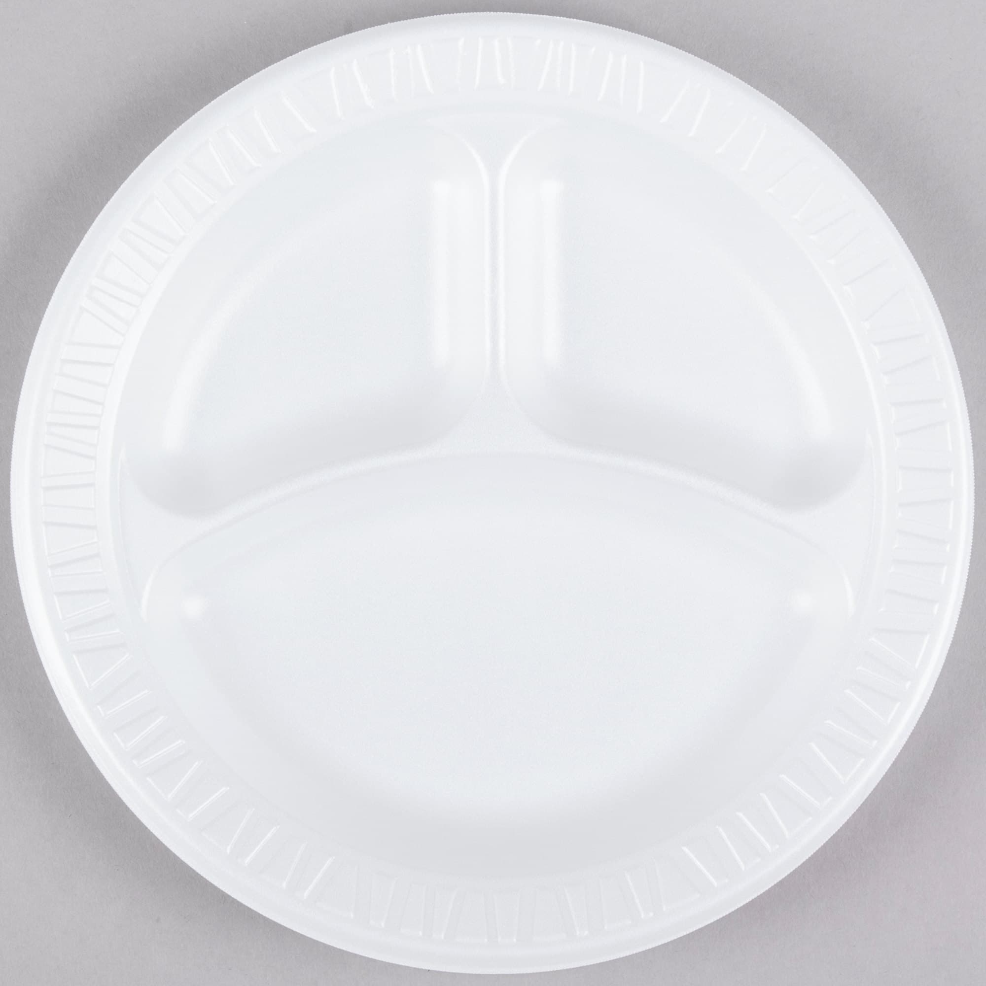 Dart 9CPWC Concorde 9" 3 Compartment White Non-Laminated Round Foam Plate - Image 3