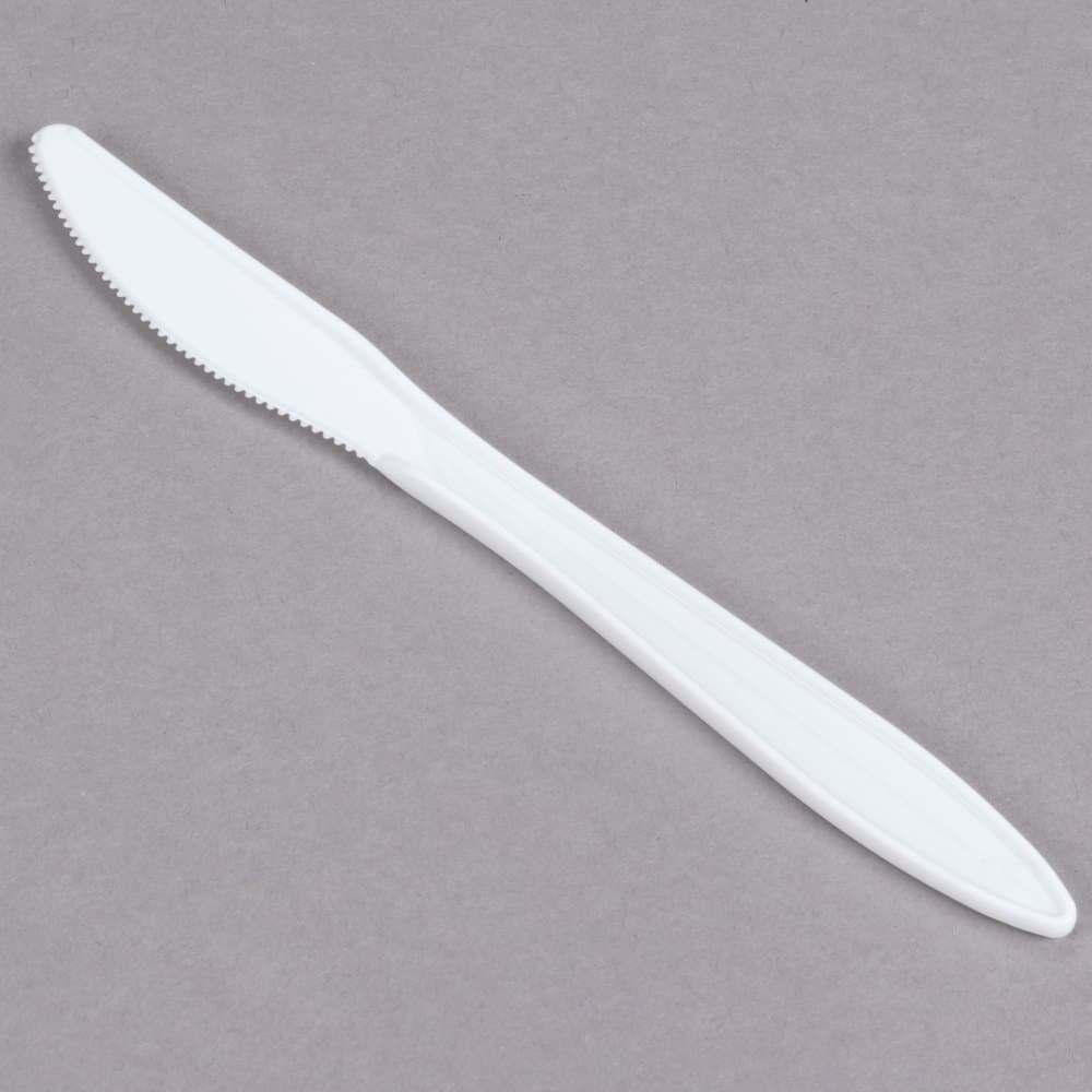 Dart K6BW 6 1/2" Medium Weight White Plastic Knife - Image 7