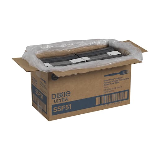 Dixie Ultra® Smartstock® Series-O Medium Weight Black Polystyrene Plastic Fork Refill - Image 6