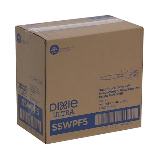 Dixie Ultra® Smartstock® Series-W Black Heavy Weight Polypropylene Plastic Wrapped Fork - Image 4