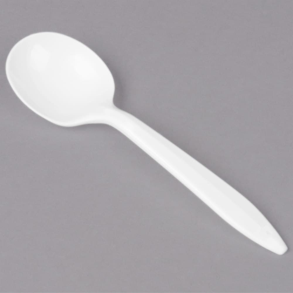 Dart SU6BW Medium Weight White Plastic Soup Spoon - Image 6