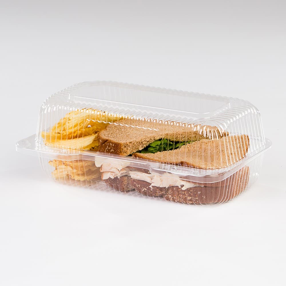 Detroit Forming LBH-523 Clear OPS Plastic Hinged Locking Lid Food Container - Image 2