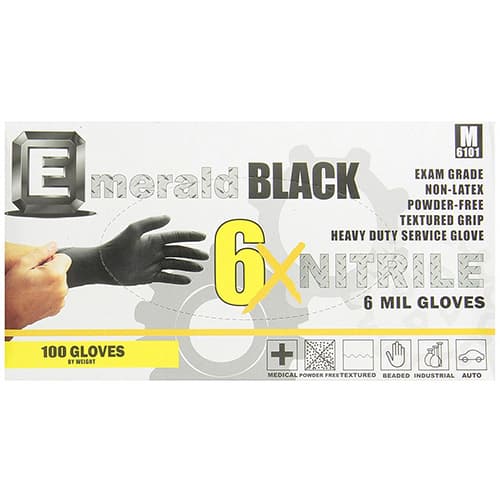 Emerald 6X Medium Black Latex Free Powder Free Nitrile Exam Gloves – 6 Mil - Image 2