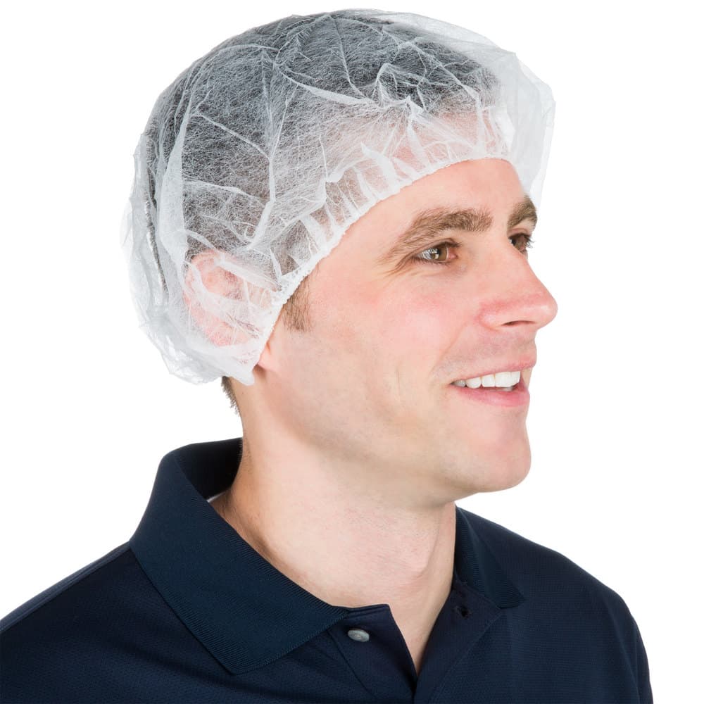 Emerald 21" White Disposable Polypropylene Bouffant Cap Hair Net - Image 2