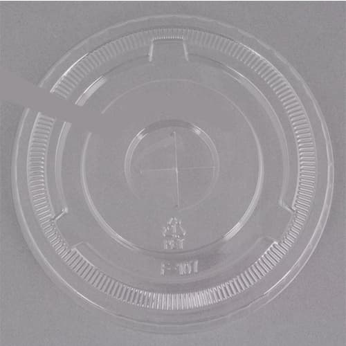 Ecopax 32 oz. Clear PET Flat Lid with Straw Slot - Image 2