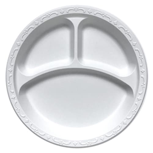 Ecopax 10.25" Pebble Plate MFPP White 3-Compartment - Image 2