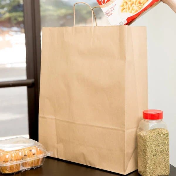 Super Royal Natural Kraft Paper Shopping Bag with Handles 14" x 10" x 15.25" - Image 2