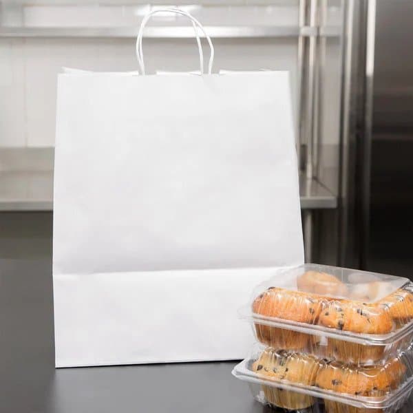 Super Royal White Paper Shopping Bag with Handles 14" x 10" x 15.25" - Image 2