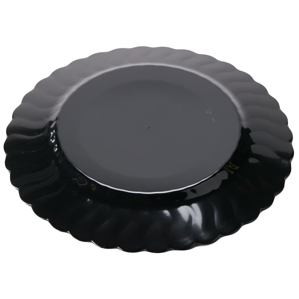 Fineline Flairware 210-BK 10.25" Black Scalloped Edge Plastic Plate - Image 3