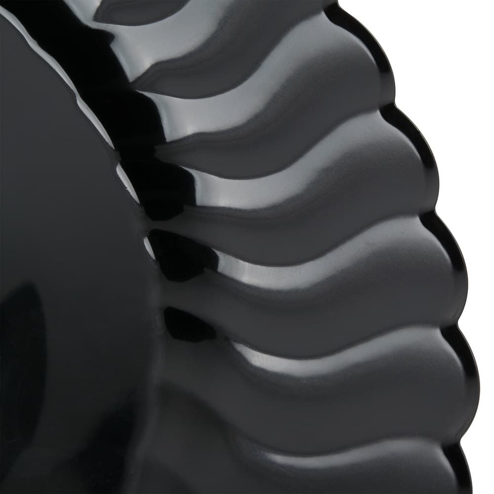 Fineline Flairware 210-BK 10.25" Black Scalloped Edge Plastic Plate - Image 4