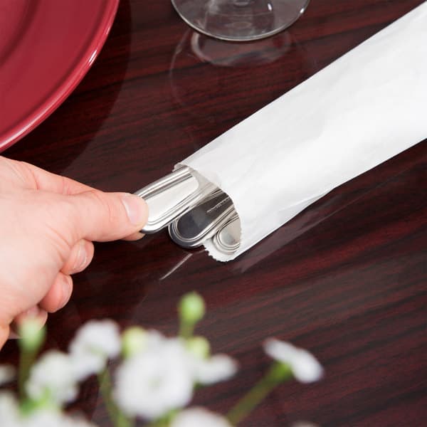 Fischer 2 3/4" x 10" White Kraft Disposable Silverware / Bakery / Churro Bag - Image 3