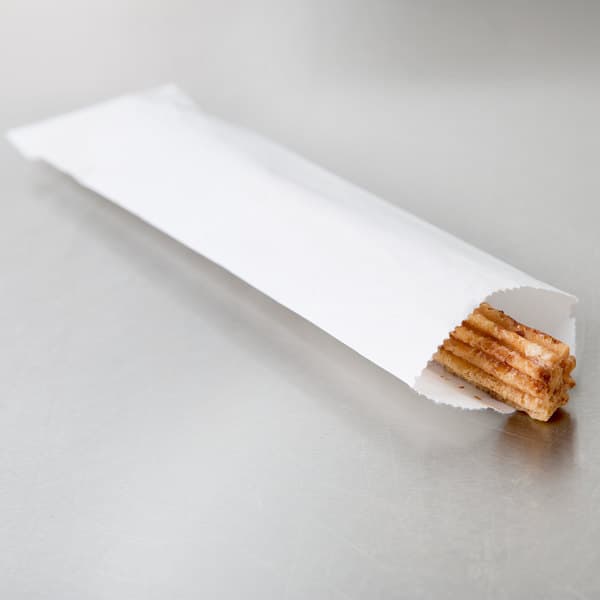 Fischer 2 3/4" x 10" White Kraft Disposable Silverware / Bakery / Churro Bag - Image 4