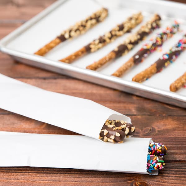 Fischer 2 3/4" x 10" White Kraft Disposable Silverware / Bakery / Churro Bag - Image 5