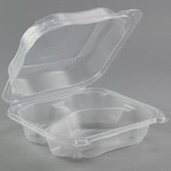 Genpak Clover 8.35” x 8.32” x 2.88 Large Hinged Three Compartment Container - Image 2