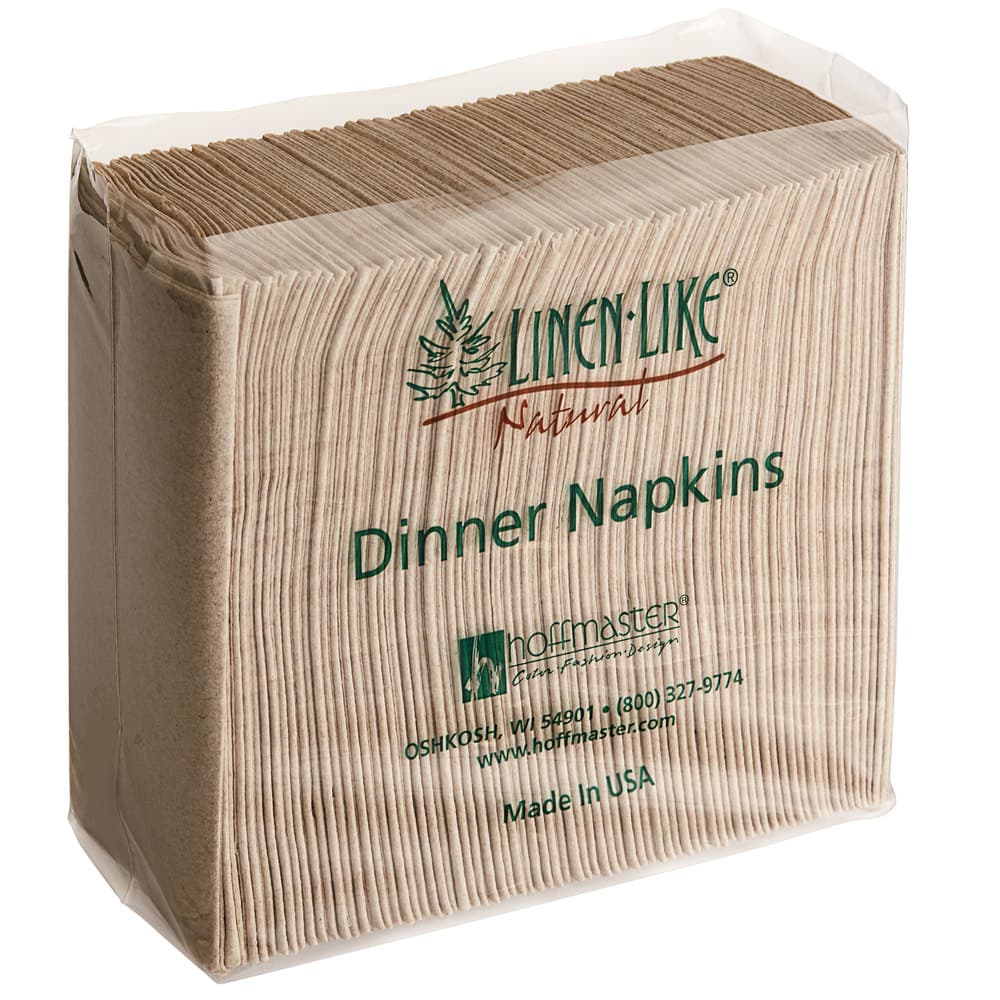 Hoffmaster 066072 15 1/2" x 17" Linen-Like Natural Kraft 1/8 Fold Dinner Napkin - Image 3
