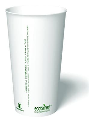 20 oz Compostable Paper Hot Cup, White