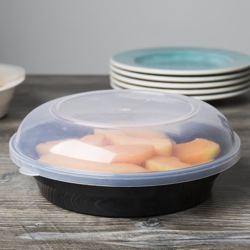 Fineline LPB0948PP.BK ReForm 48 oz. Black Low Profile Plastic Serving Bowl - Image 9